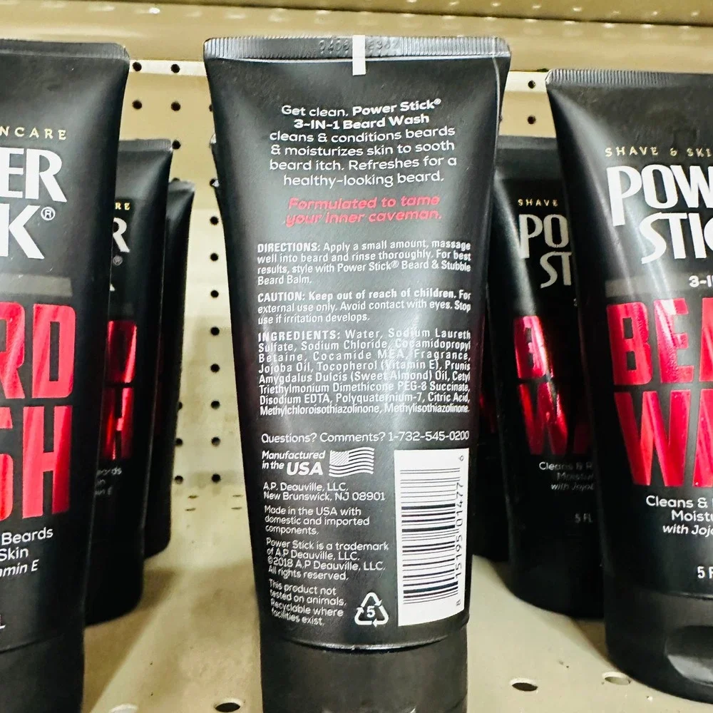 Power Stick 3-in-1 Beard Wash 5oz Men Shave Skincare USA Made Ships ASAP